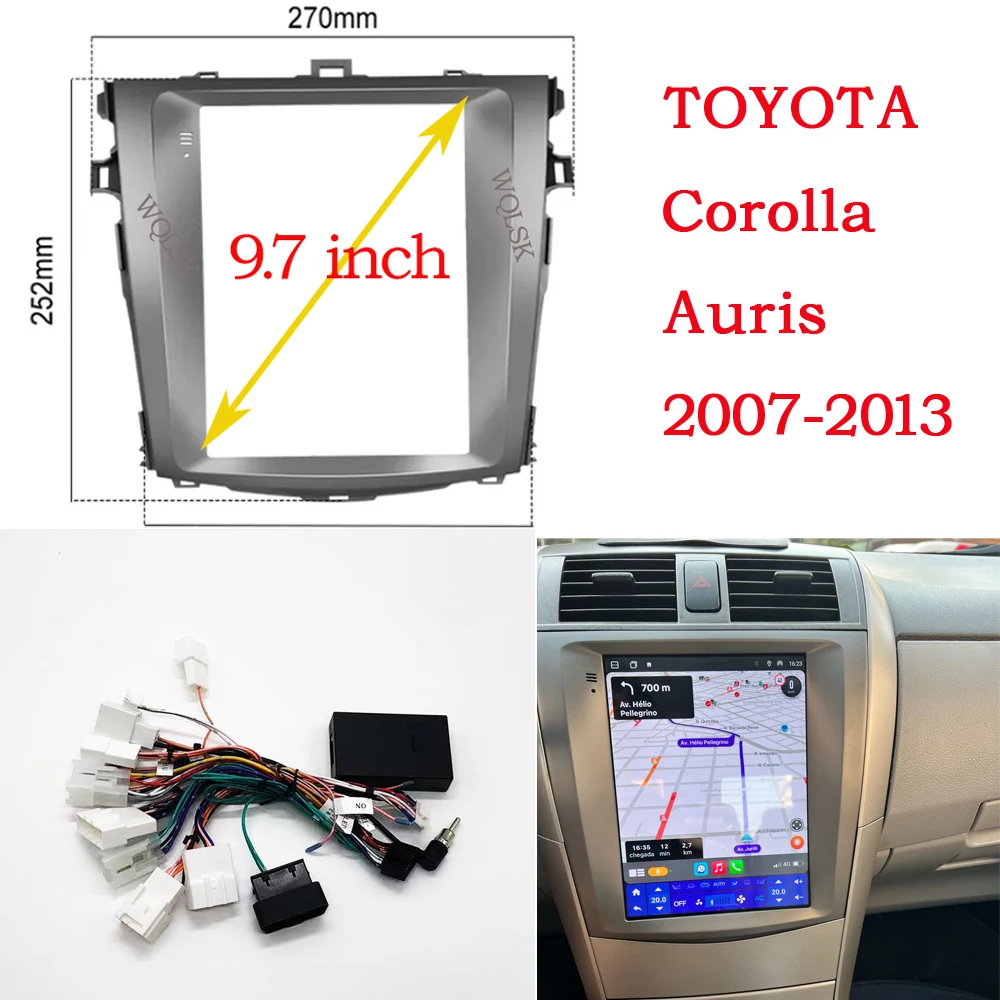 

2 Din Car 9.7 Inch VERTIVAL SCREEN DVD GPS ABS PC Plastic Fascia Plane Frame for TOYOTA Corolla Auris 2007-2013 Dash Kit