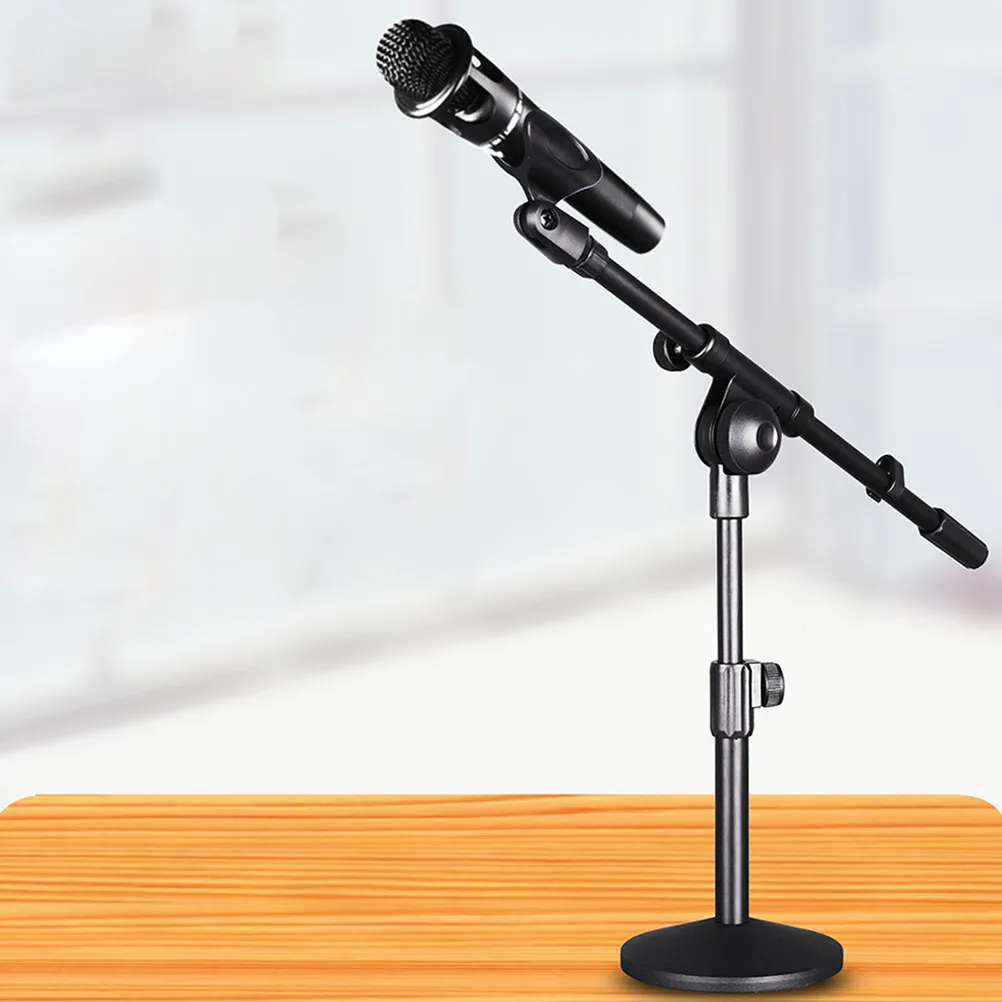Professional Desktop Microphone Stand Adjustable Height Angle Sturdy Metal Base Compact Design for Home Performance