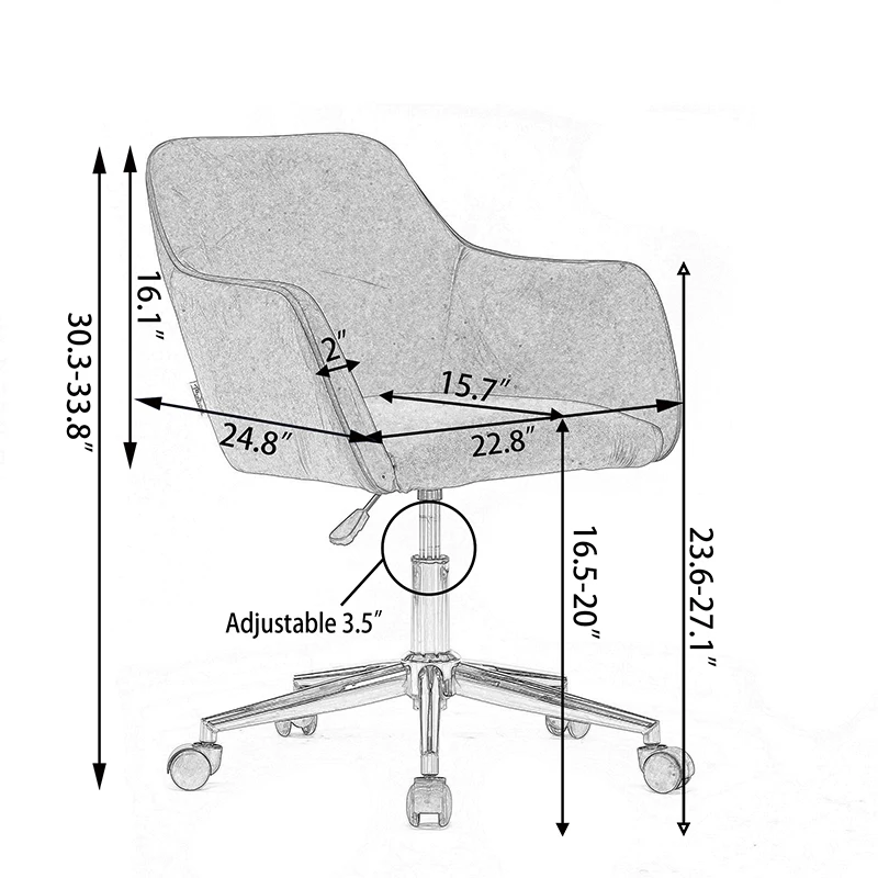 Chaise de bureau moderne avec pieds en métal doré et roues universelles, tissu velours, matériau réglable, recommandé, révolté à 360 degrés