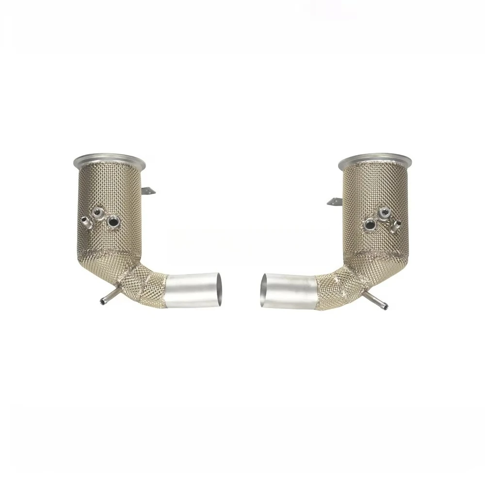 High Performance Exhaust Downpipe for Porsche 911 Carrera S 992 992.1 992.2 3.0T Exhaust Downpipe with Golden Heat Shield