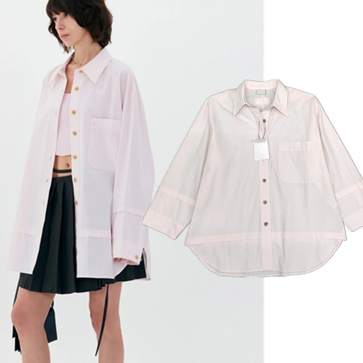 

Женская минималистичная рубашка Maxdutti из чистого хлопка, свободного кроя, с отложным воротником, с длинными рукавами, блузка и рубашка 2026