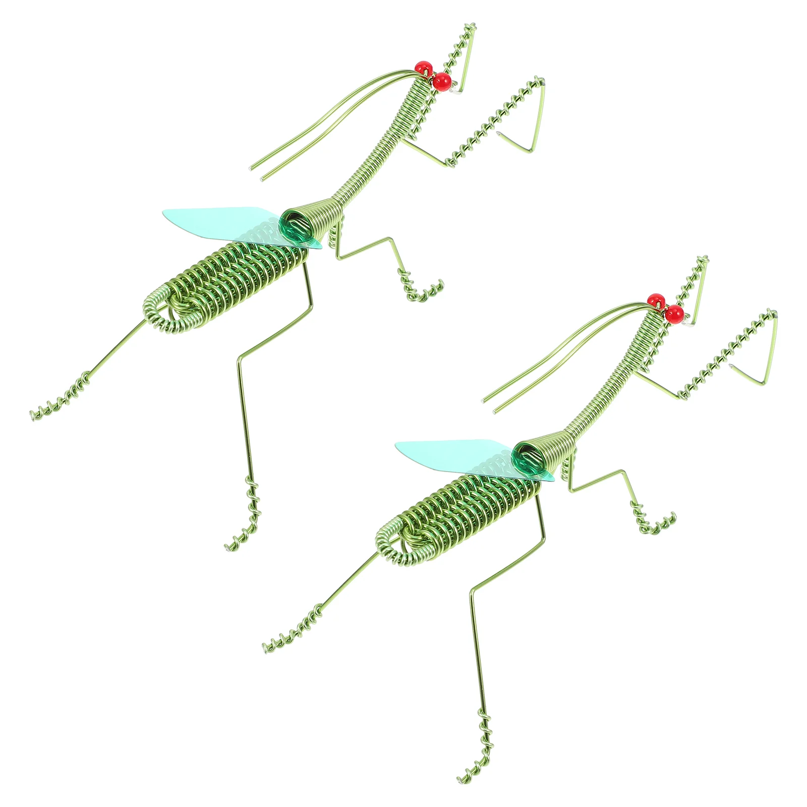 

2 Pcs Praying Mantis Model Handmade Gift Insect Ornaments Kids Toy Aluminum Realistic Figurines