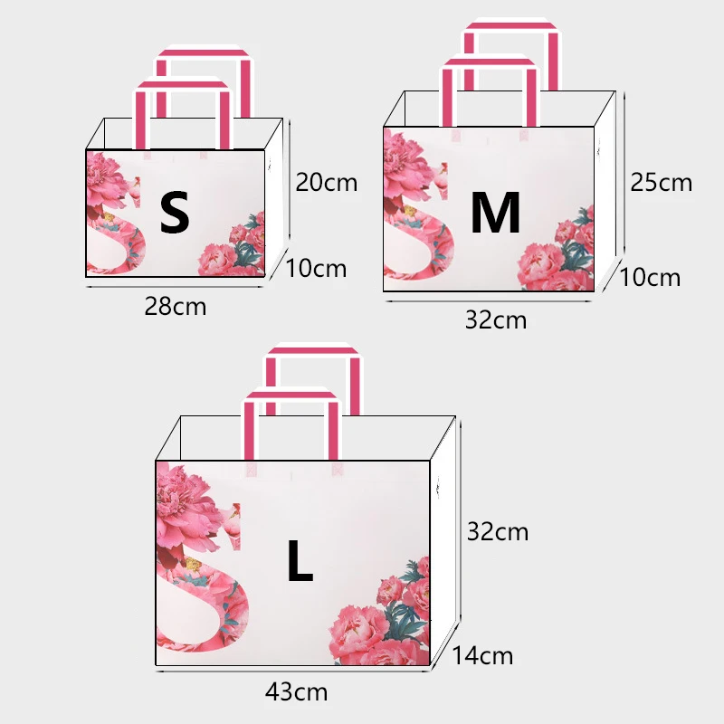 Reusable Shopping Bag Foldable Portable Travel Grocery Storage Bag Flower Printed Non-woven Fabric Eco Tote Bag Pouch Organizer