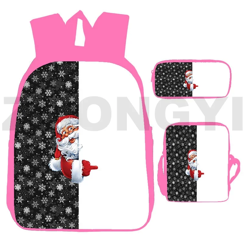 Harajuku Christmas 3D Backpacks for Women Print Pattern Anime Kids Schoolbag Santa Claus Gift Mens Bookbag Fashion Canvas Bags