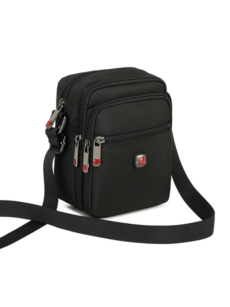 Oxford Cloth Men's Crossbody Bag Waterproof Single Shoulder Military Knife Bag Casual Style Youth Travel Backpack Black