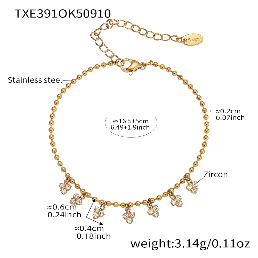 316 Stainless Steel Gold-Plated Necklace Women's Shiny Zircon Golden Silver Chain Bracelet Ladies' Waterproof Jewelry Set