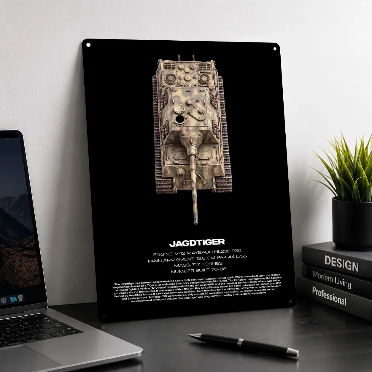 Jagdtiger Tank Destroyer Technical 3D Texture Metal Poster Customized Wall Art Tin Sign Gift for Mancave Garage Accessories Home