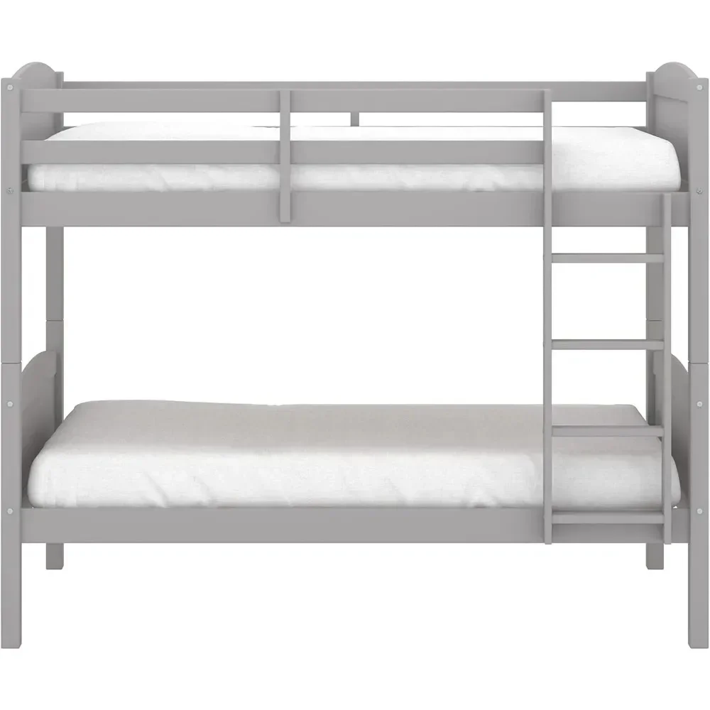 

# Hot Bunk Bed, Wood Arch Twin Over Twin Size Bunk Bed, Gray Wooden Space Saving Bed