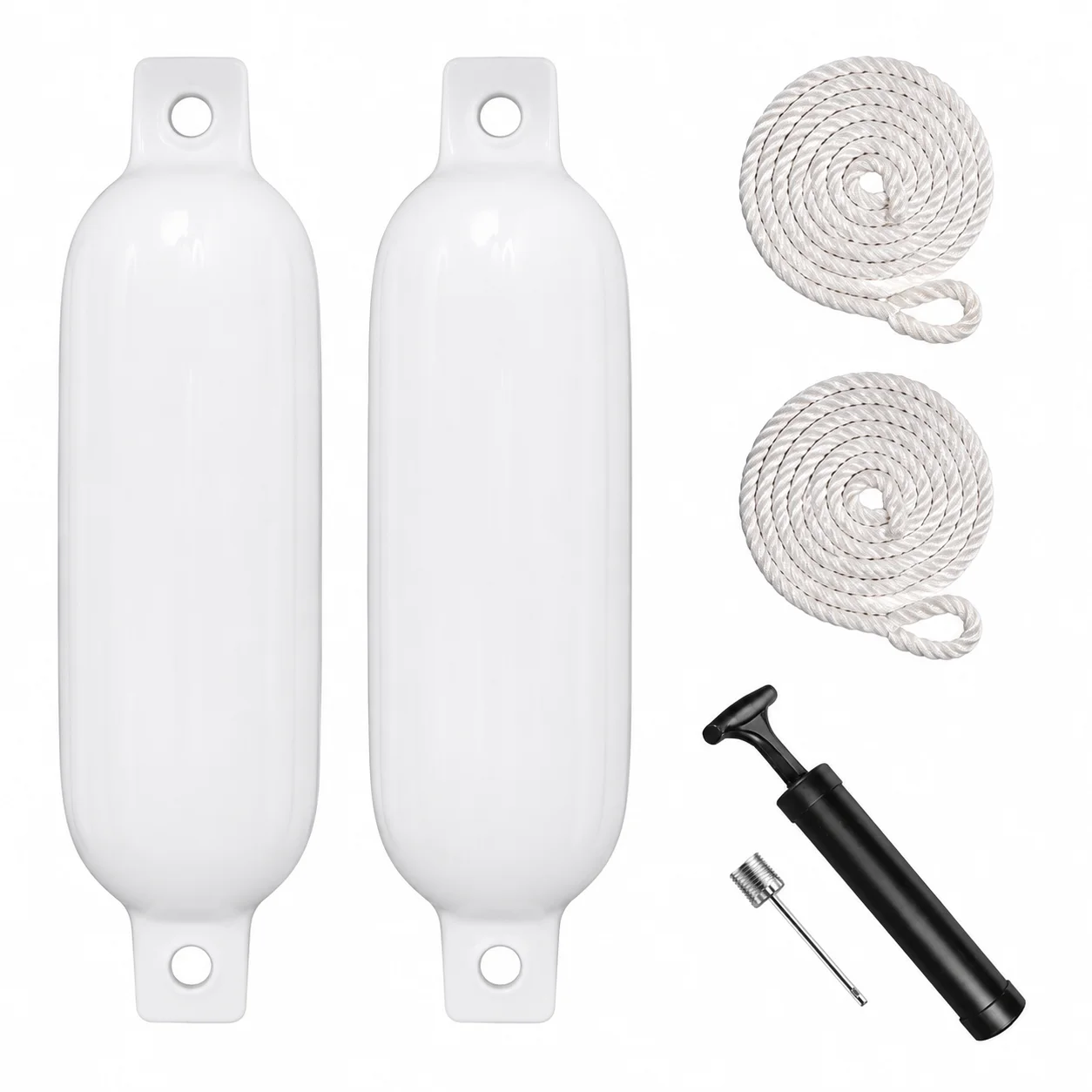 2 Pack16×58cm G2 Model Inflatable PVC Boat Fenders Marine Docking Bumper Pontoon Protector with Air Pump & Rope