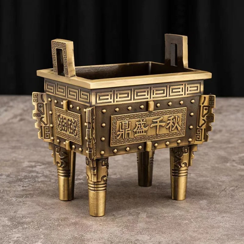 

Copper ornaments, grand , square , treasure , long-lasting prosperity, brass tripod-style incense
