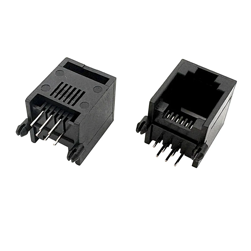

50PCS 5521 RJ25 socket with 6P6C connector, no pins, black six-core bayonet connector, RJ11 interface