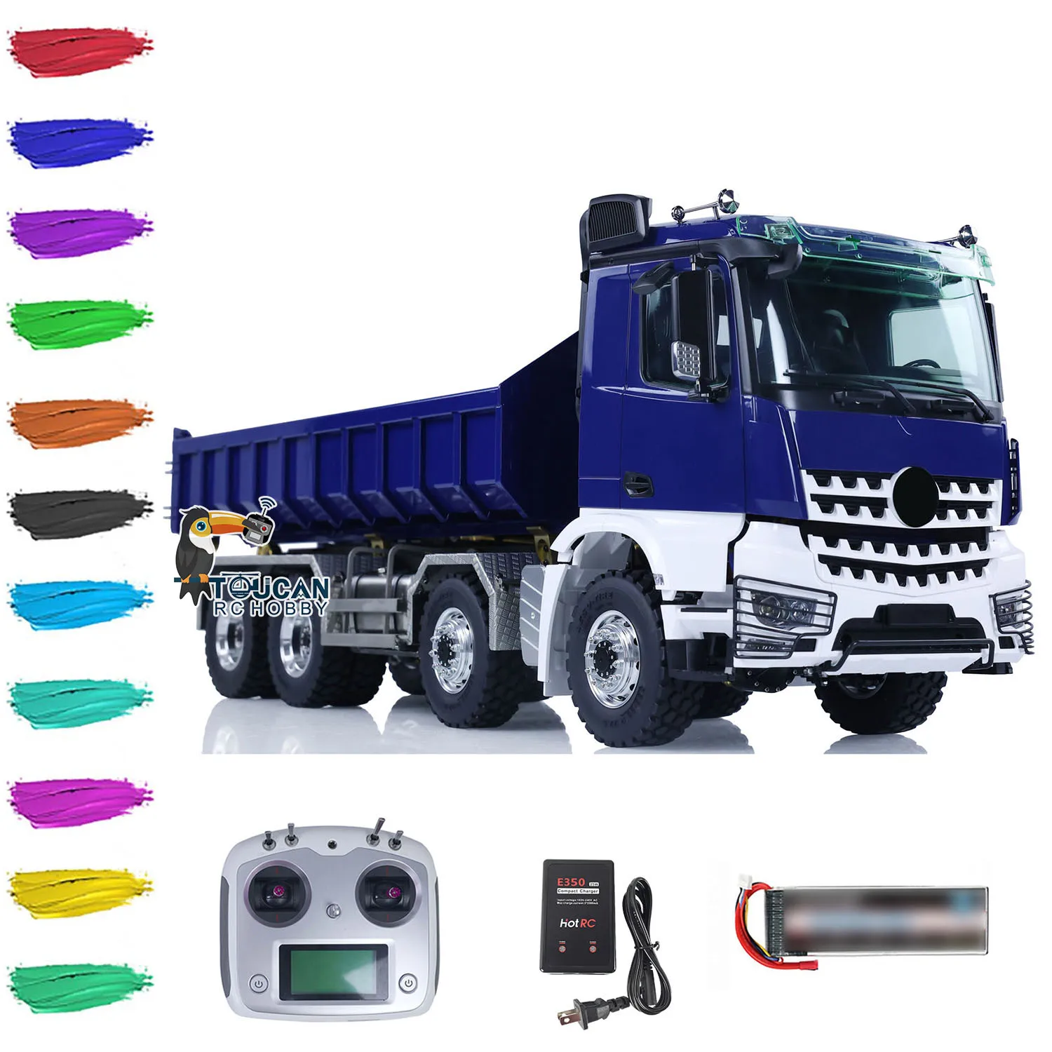 8x8 LESU 1/14 RC Dump Truck Metal Hydraulic Roll On/Off RTR Full-dump Car Model LED Lights Sounds TOUCAN HOBBY Toy THZH1708