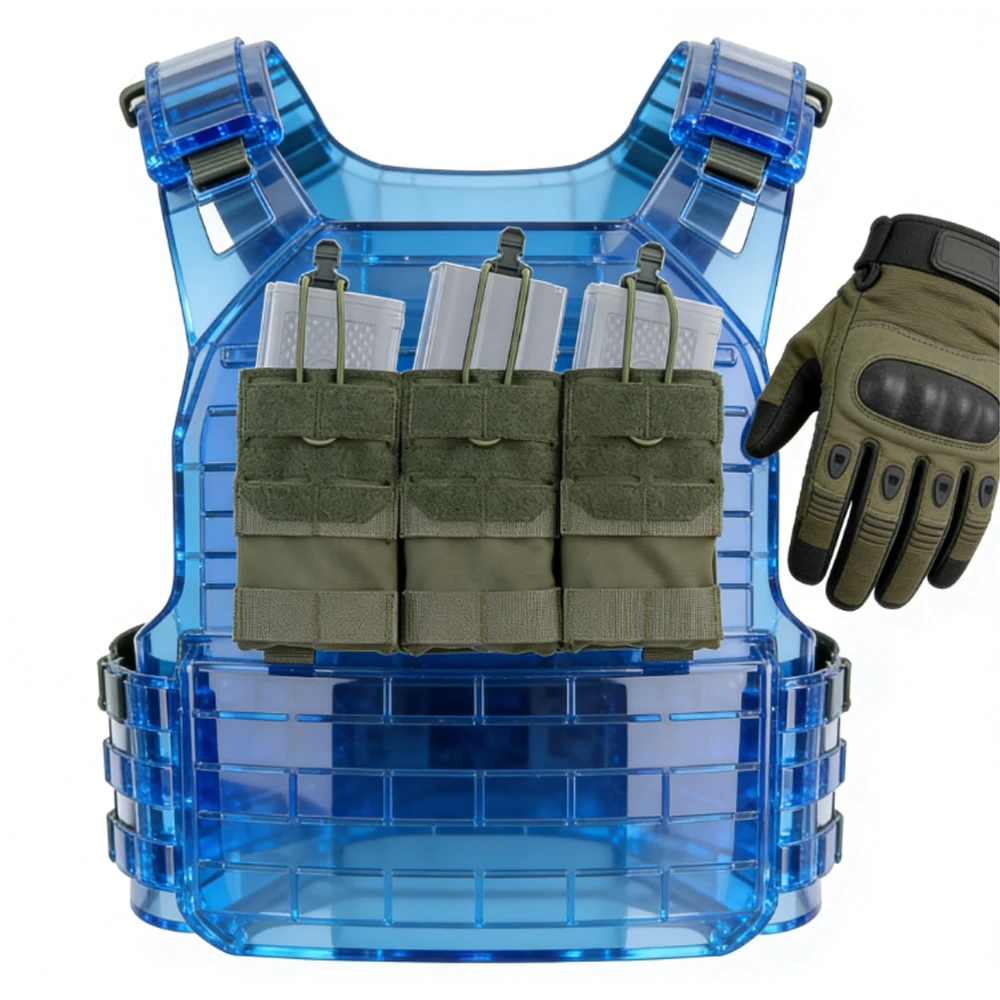 

Dual Purpose 5.56 M4 Triple Magazine Pouch Tactical Vest K series Plate Carrier Front Placard AG 3 MAG Bag Holder