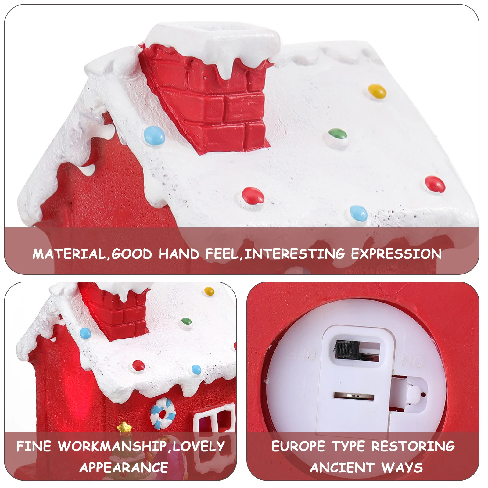 

1Pcs Christmas House Mini Luminous Resin Decoration for Home Office Xmas Party Desktop Ornament Christmas Glowing Mini Resin