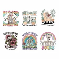 Skull Iron On Heat Transfer Sticker Clothing Plant Series Skull Thermals DTF Transfer Print Patch T Shirts DIY