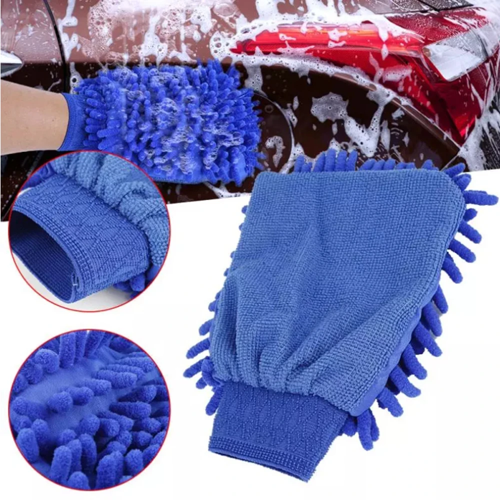 5-pack random color microfiber car wash gloves; single-sided super absorbent car wash sponge view 4