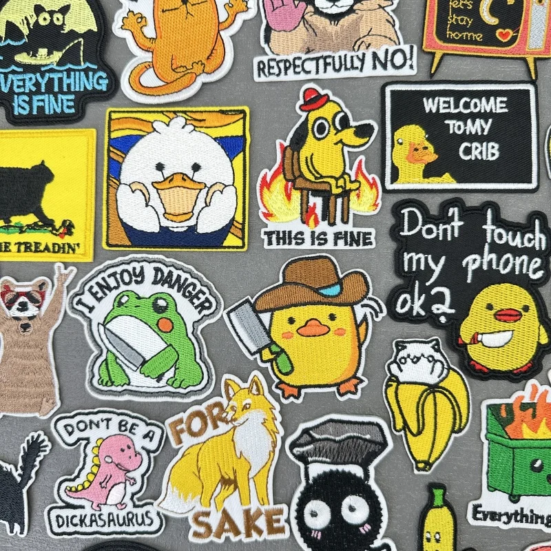 

Cartoon Cat/Animal Embroidery Patch Iron On Patches For Clothing Jeans Sewing Patch Applique Punk Patches On Clothes DIY