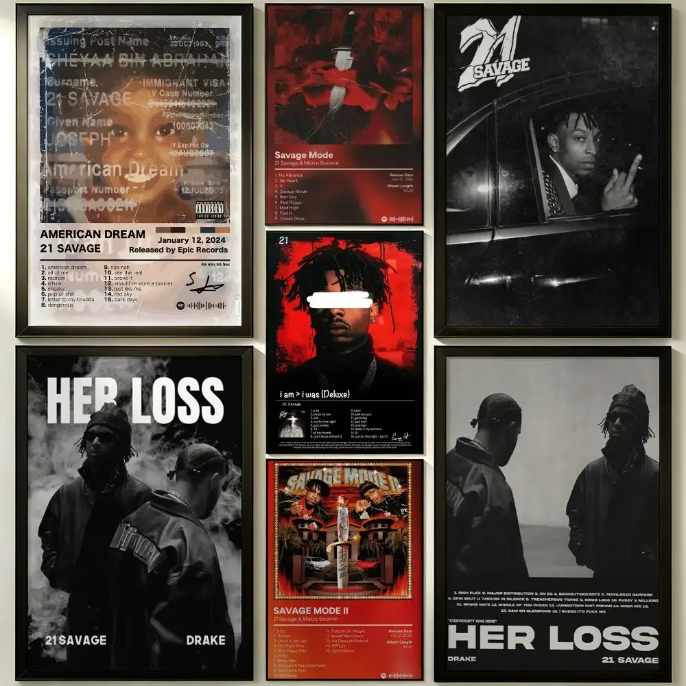 21 Savage Cool Hip Hop Rap Music Self-Adhesive Poster Peel and Stick Waterproof Removable HD Print for Dorm Room Bedroom Decor