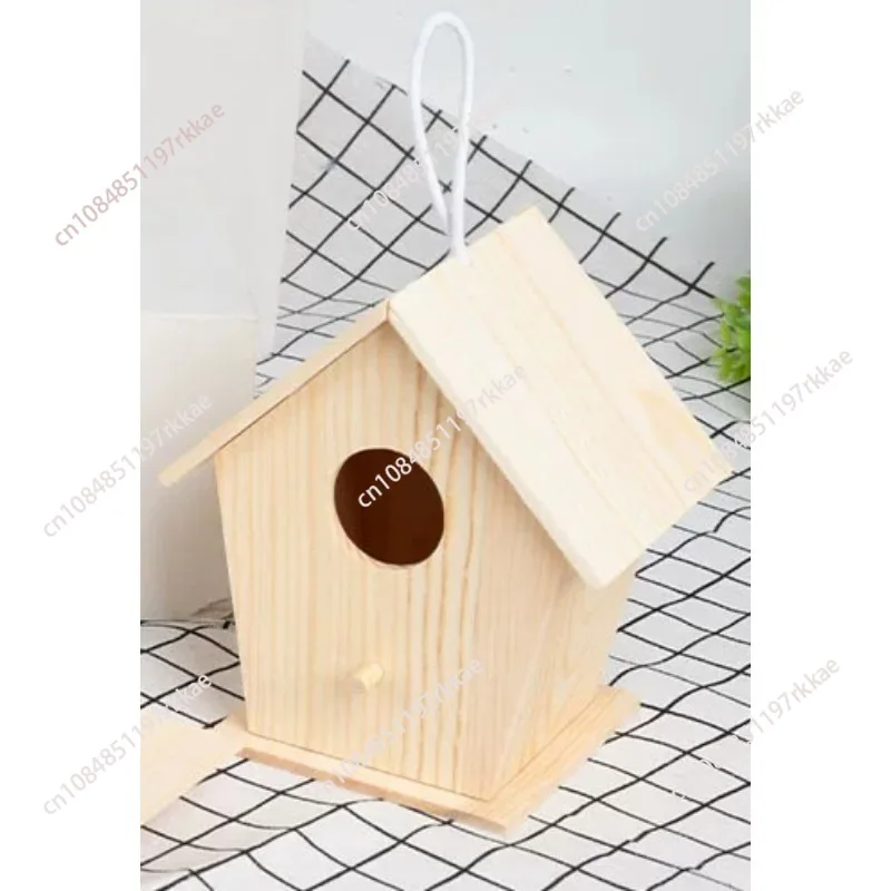 Wooden Bird House for Outside to Paint Bird Nesting Box Handmade Birdhouse with Perch for Small Birds Garden Decor