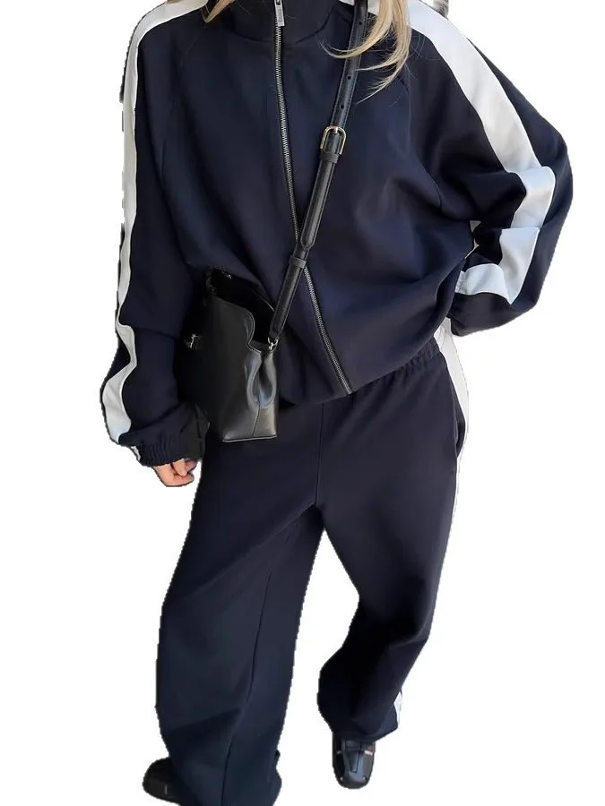 Faionable Long Sve Color Blo Sportswear Pants Set Casual Striped Women's Suit Autumn Winter High Waist Long Pants