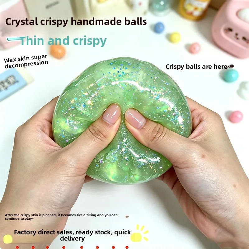 Crispy Ball Handmade Slime Squishy Stress Relief Toy Slow Rebound Glitter Fidget Gadget Party Gift Pack De Fidget Toys
