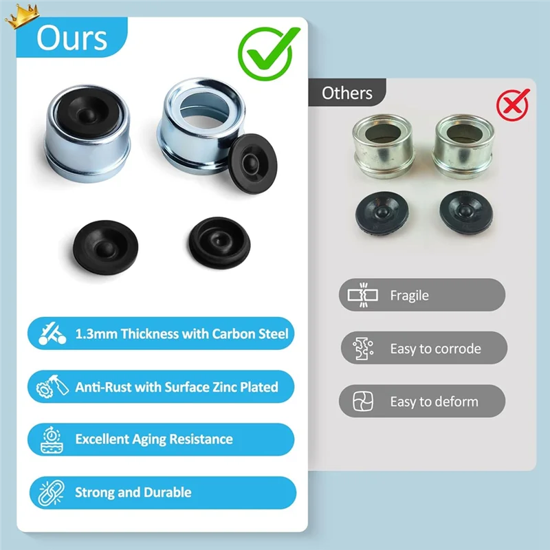 

4 шт. колпачки ступицы прицепа 1,98 дюйма, плотные, устойчивые к ржавчине пылезащитные колпачки подшипников с резиновыми заглушками и инструментом для установки