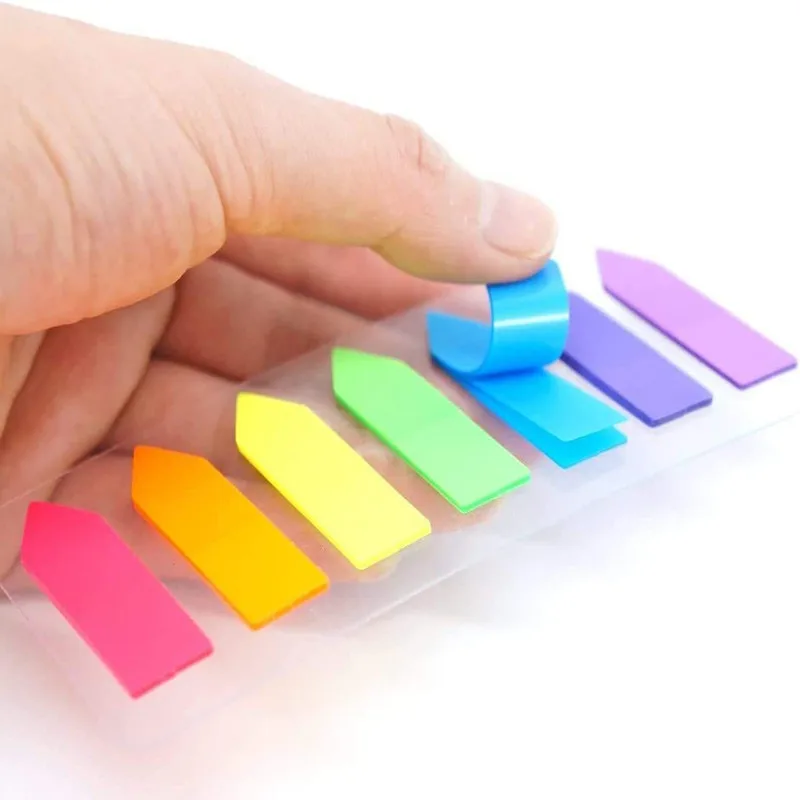 140Pcs Sticky Notes Flags 7 Color Arrowhead Tabs Index Flag Bright Page Index Stickers Translucent Page Makers for Page Bookmark