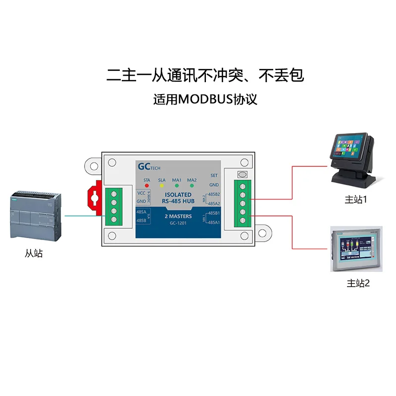 Two master and one slave rs485 repeater buffer photoelectric isolation modbus dual master hub two master