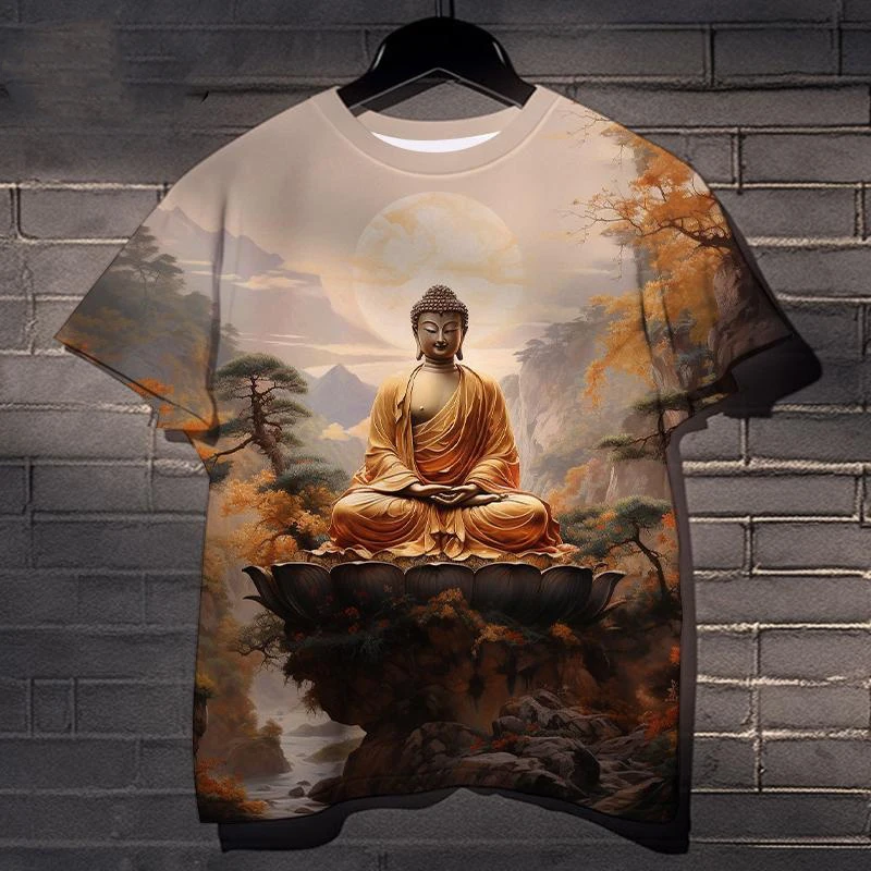 Sakyamuni T-Shirts Buddha Buddhist 3D Print Men Women Casual Short Sleeve T Shirt Oversized Harajuku Y2k Tops Tees Kids Clothing