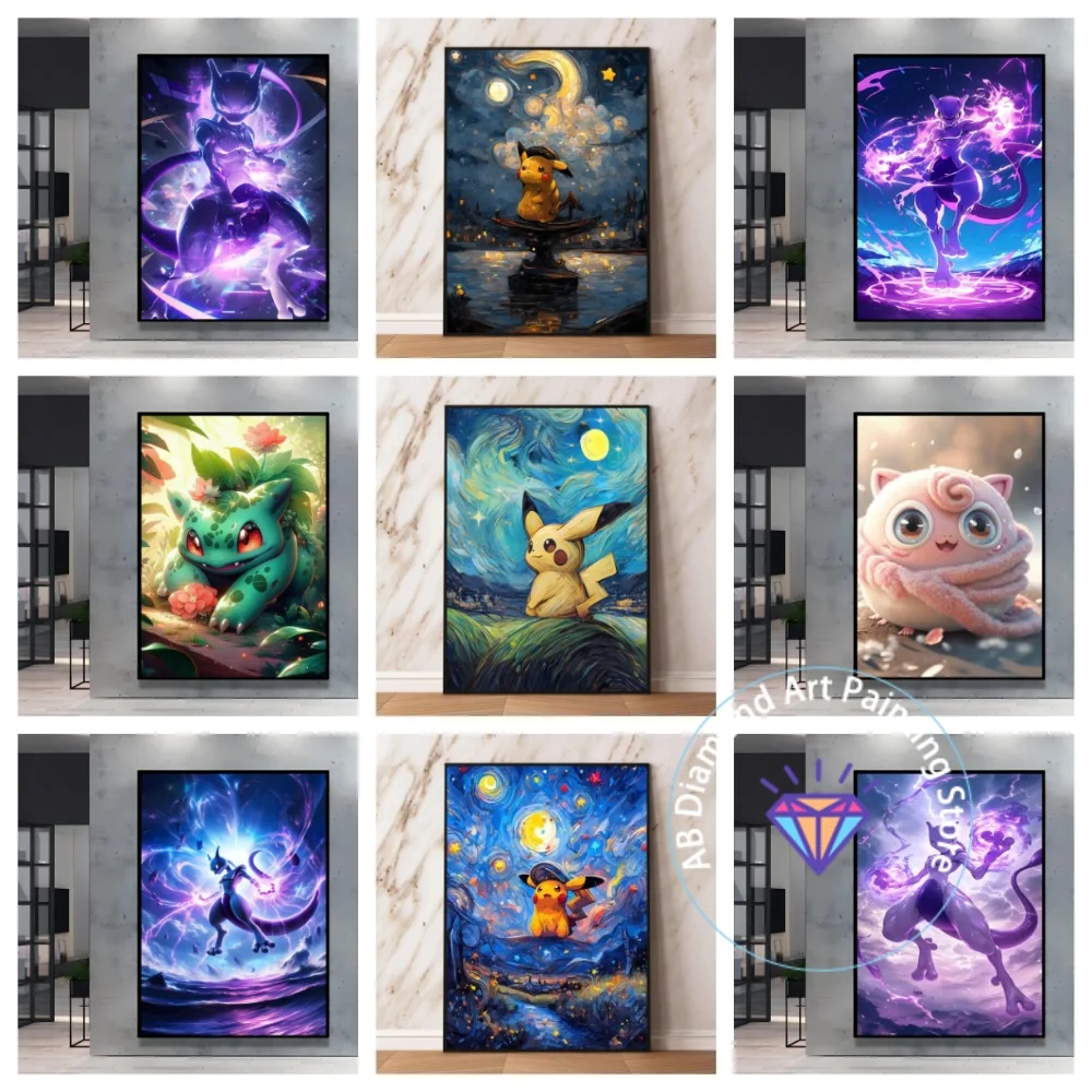 

Classic Pokemon Pikachu Anime Van Gogh Square Round AB Diamond Painting Kit 5D DIY Handmade Crafts Home Decor Children Gift