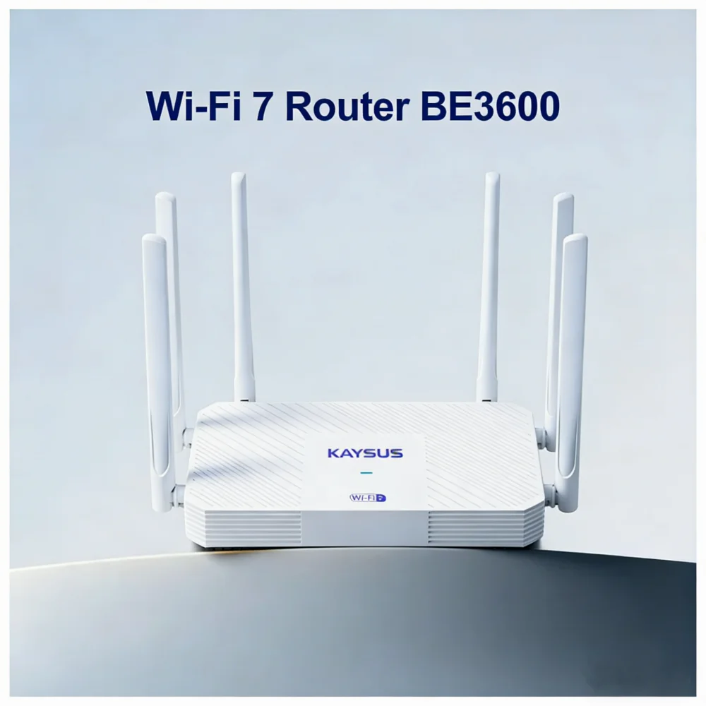 Router Kaysus BE3600 5G/2.4G WiFi 7 de Doble Banda, Red Mesh, Aceleración para Juegos, Router Inalámbrico Gigabit con Idiomas EN y RU