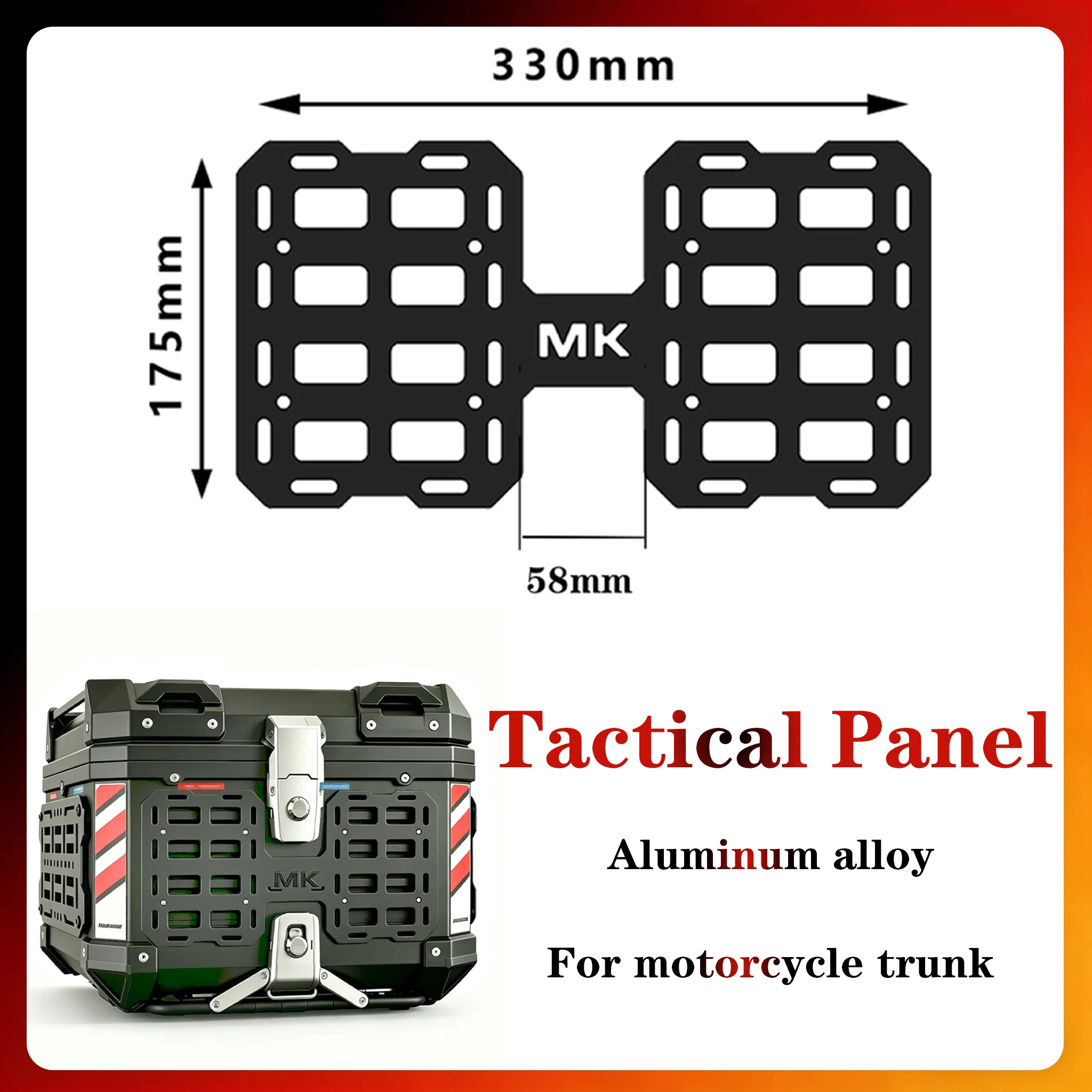 Motorcycle Top Case Tactical Expansion Panel For Trunk Aluminum Alloy Molle Panel Universal Side Box Modular Organizer Storage