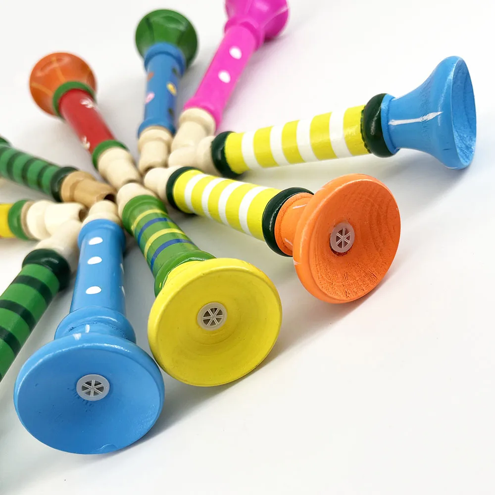 Trompete de madeira crianças brinquedo chifre apito instrumento musical para crianças cedo educacional montessori brinquedos jogos de treinamento sonoro