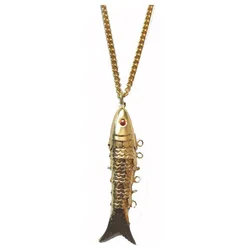 Ocean Elements Style Gold Color Splicing Metal Fish Necklace UNISEX Fun and Cute Animal Party Jewelry Necklace