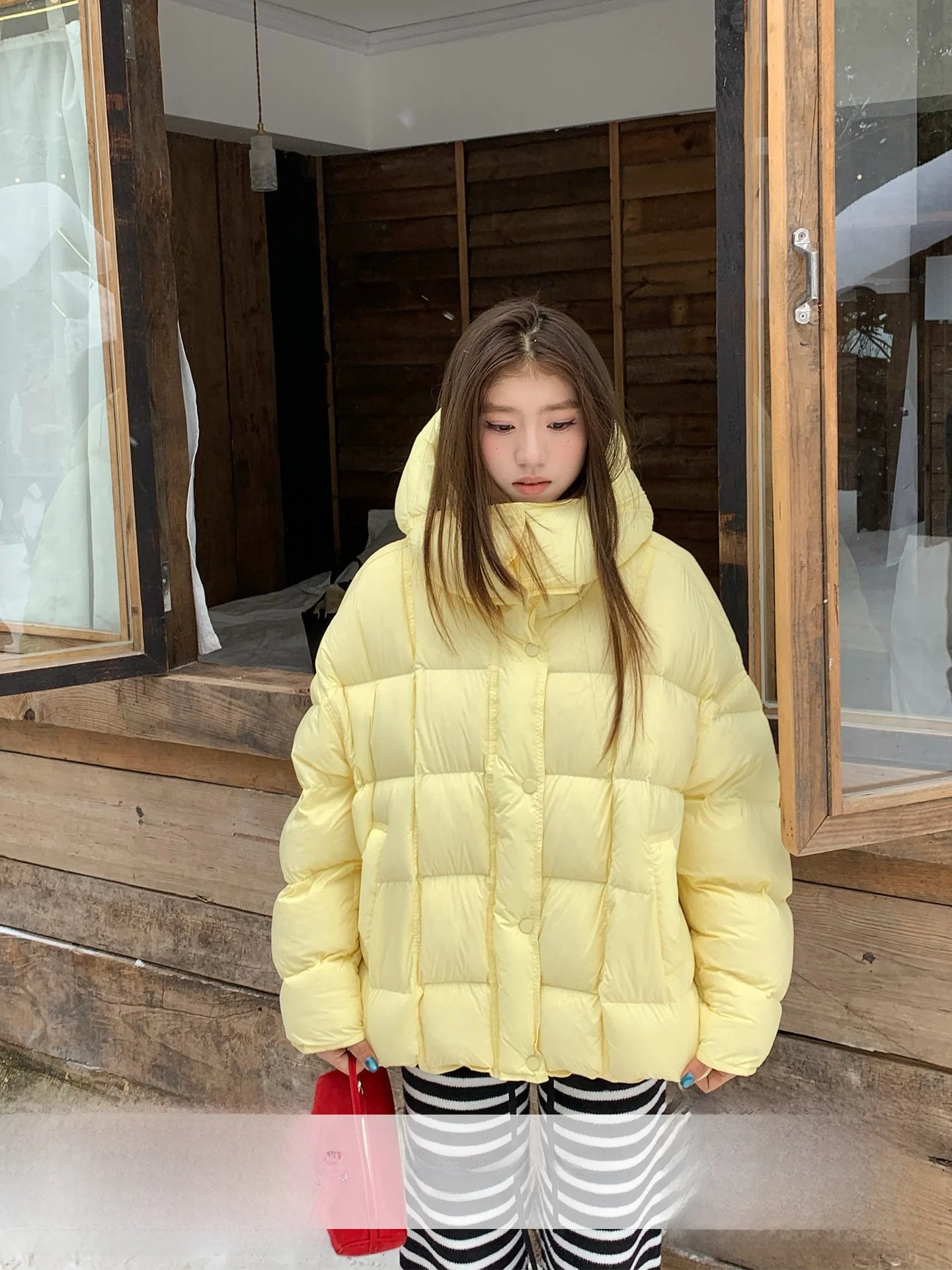 

Ретро-куртка женская пуховая с капюшоном, теплая, повседневная, универсальная, из нейлоновой ткани, на молнии, в стиле винтаж Orange Tree