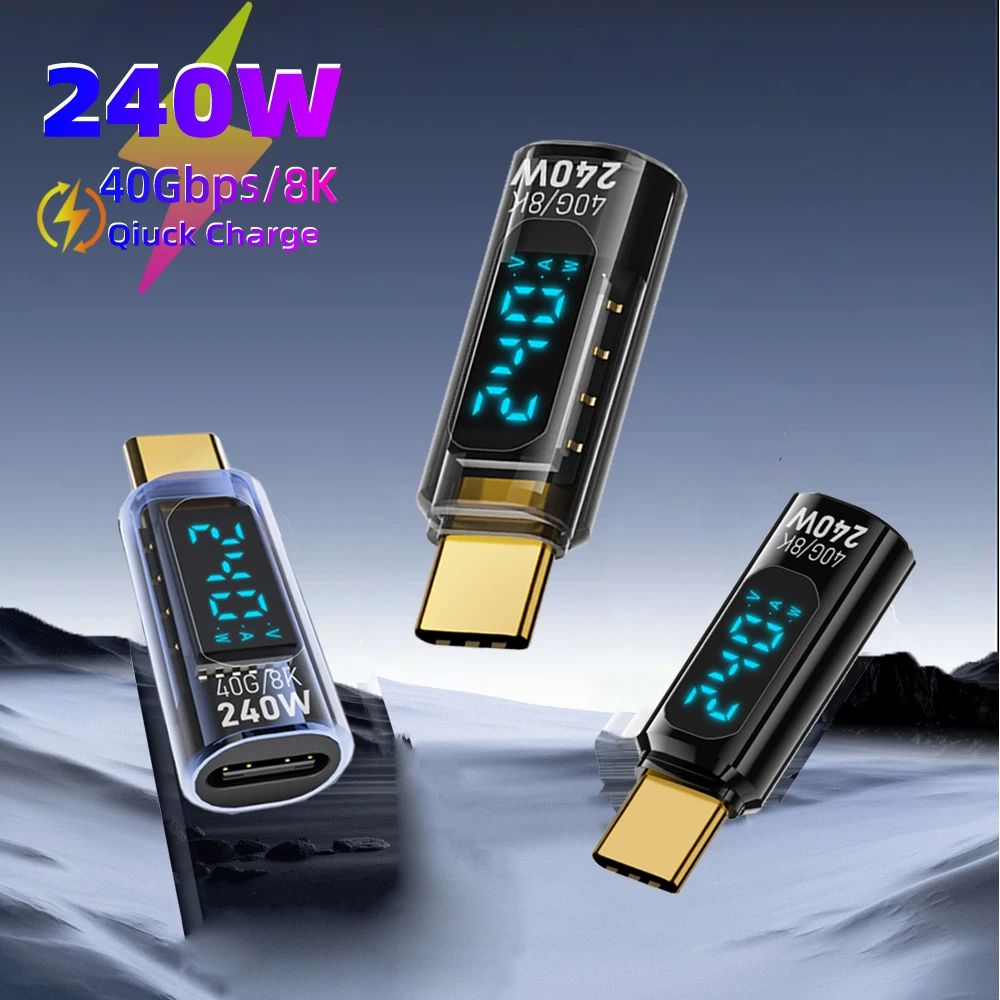 240 Вт USB C удлинитель цифровой светодиодный измеритель мощности 8K дисплей 40 Гбит/с адаптер USB4 Type-C для зарядного устройства для ноутбука Thunderbolt3 мобильного телефона