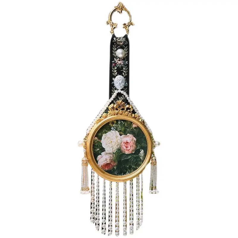 Vintage pearl gilt bow decorative pendant, brass buckle, vintage decorative painting, sofa hanging art, wall painting