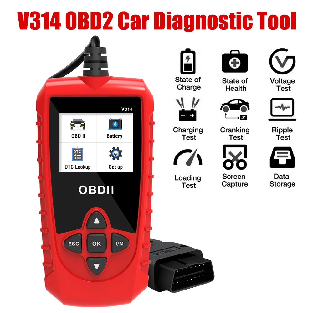 Car OBDII Scanner Reader Detection Automotive Fault Detector V314 Onboard Code Reading Card Automotive Diagnostic Tool Universal