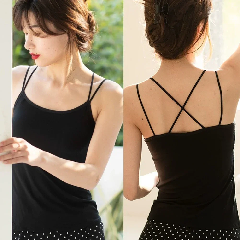 

2024 New Women Tank Tops Padded Bra For Girls Coquette Spaghetti Strap Camisole Summer Outfit Camis Built In Bra Casual Vest