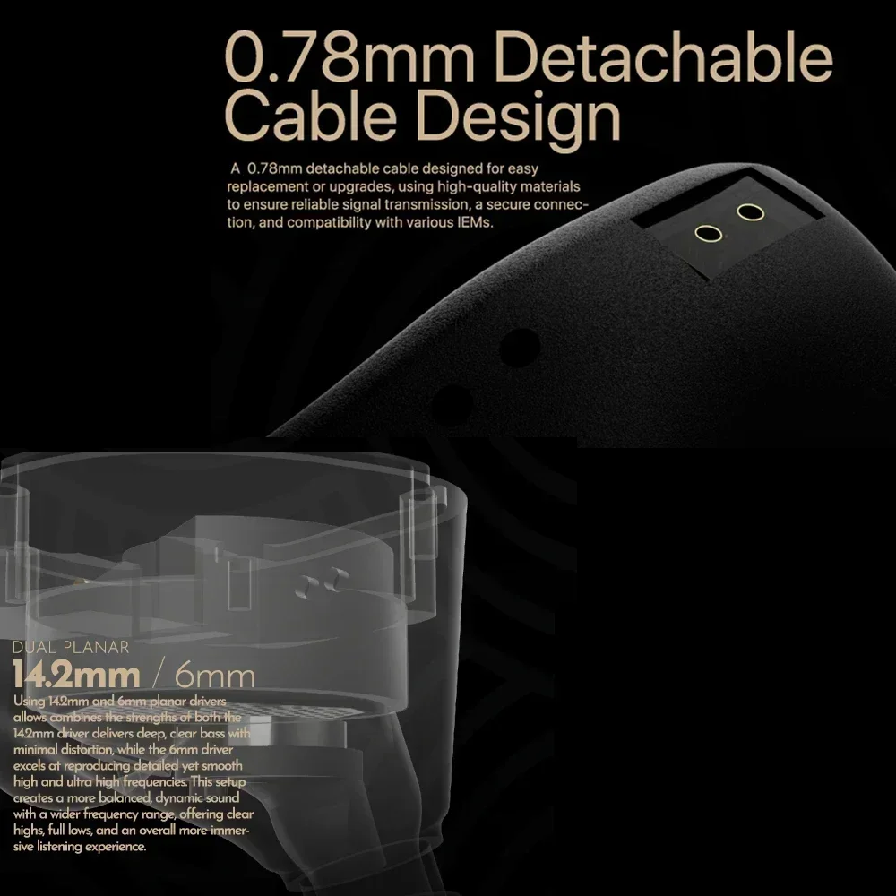 TANGZU Zetian Wu The Legend 14.2 مللي متر + 6 مللي متر ثنائي مستو هجين سائق داخل الأذن سماعة مراقب IEM 0.78 مللي متر سماعات أذن سلكية قابلة للفصل