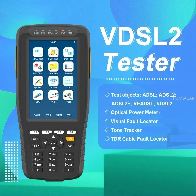 TM-600 VDSL2 Tester  ADSL2 VDSL2 OPM VFL TDR Tone Tracker Full Function with DMM Test Function Provides XDSL Test 6600 MAh