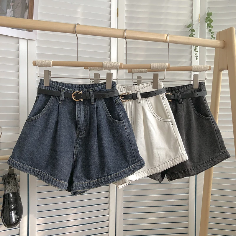 

Oversized Women's Jeans Shorts Summer Retro High Waist Loose Denim Short Pants Korean Fashion All-match A-line Jeans