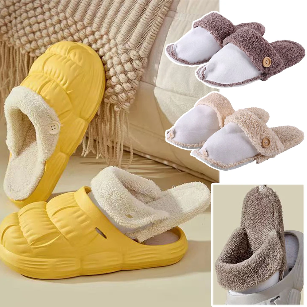 Thickened Soft Hole Shoes Plush Liners Cover Detachable Shoes Pad Washable Warm Fluffy Insoles Replacement For Shoes Slippers