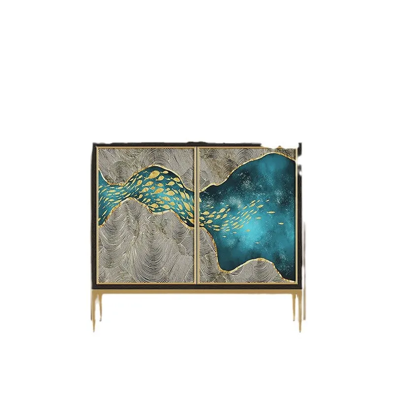 

Light luxury door cabinet household wall-to-wall entrance hall cabinet living room high-end glass painted art storage decorative