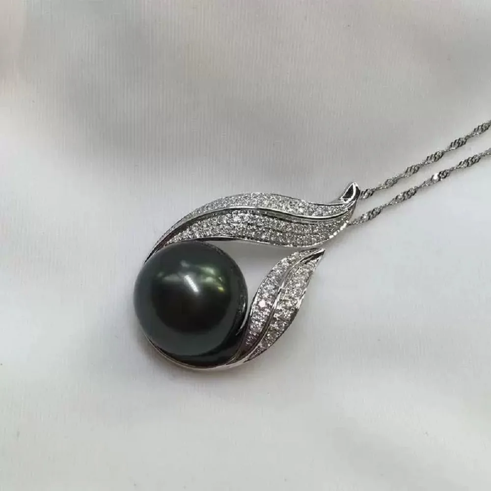Eleganter Perlenanhänger AAAA 11-12mm Natürlicher Perlenanhänger 925 Silber Halskette 18 Zoll