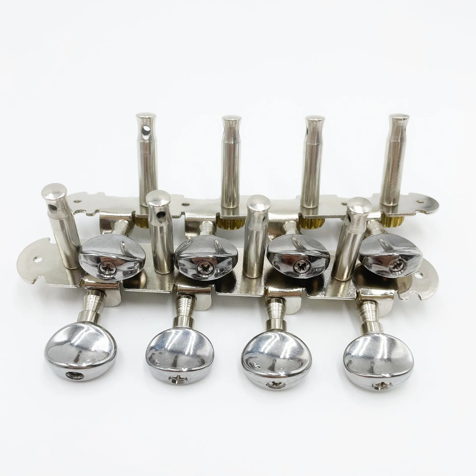 8-Saiten-Mandolin-Stimmmechaniken, silberfarben, 4-Saiten-Plattenmechaniken mit runden Knöpfen und langen Saitenlöchern