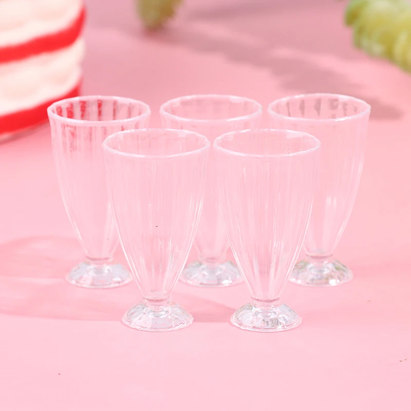 4/5/6/10/12Pcs 1/12 Dollhouse Miniature Wine Glass Mini Goblet Cup Toy Drink Cup coffee cups for Doll House Accessories