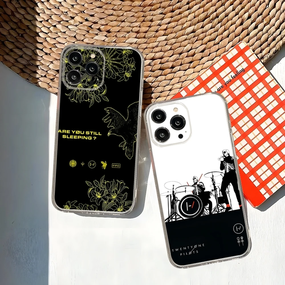 T-Twenty One Pilots Phone Case For Iphone 16 15 14 13 12 Pro Mini 11 Max Xr X Xs 8 Plus Transparent Silicone Cover