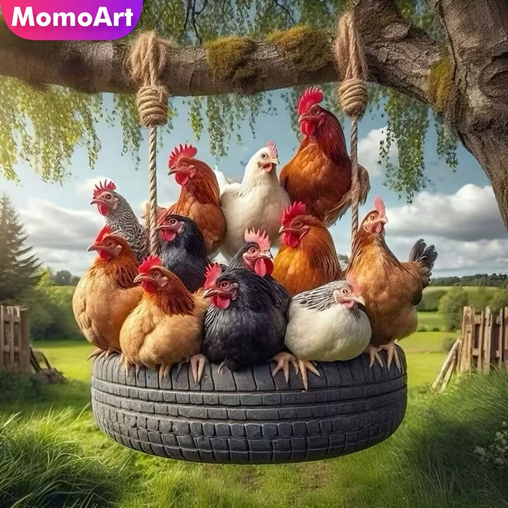 Momoart Diamant-Stickerei Huhn-Gemälde Hahn Tier DIY Vollquadrat Runddiamant Mosaik Bastelset Handgemachtes Hobby