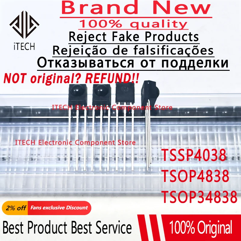 10ppcs/lot TSSP4038 TSSP4038SS1XB TSOP4838 TSOP34838 DIP-3 New Original Infrared Receiver Module Light Barrier System